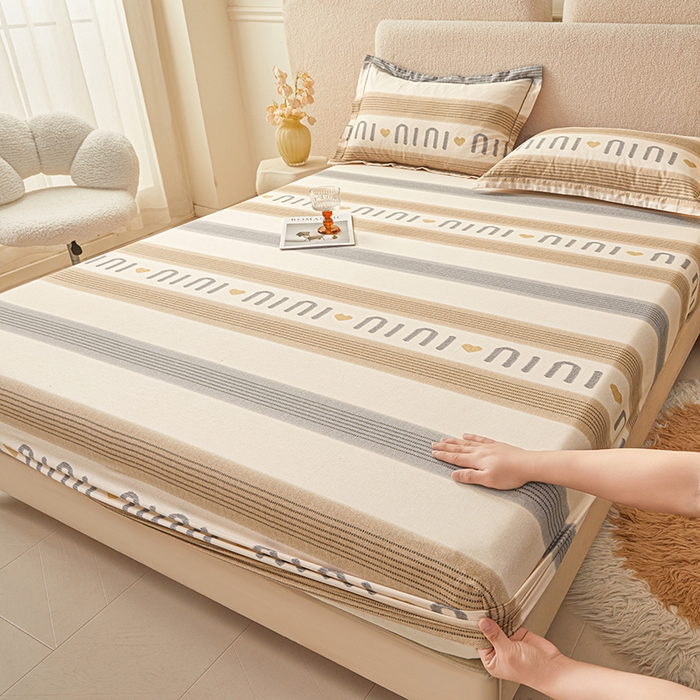 名优家纺 2026新款纯色高密全棉纯棉床笠单床笠床笠单件 初见-咖