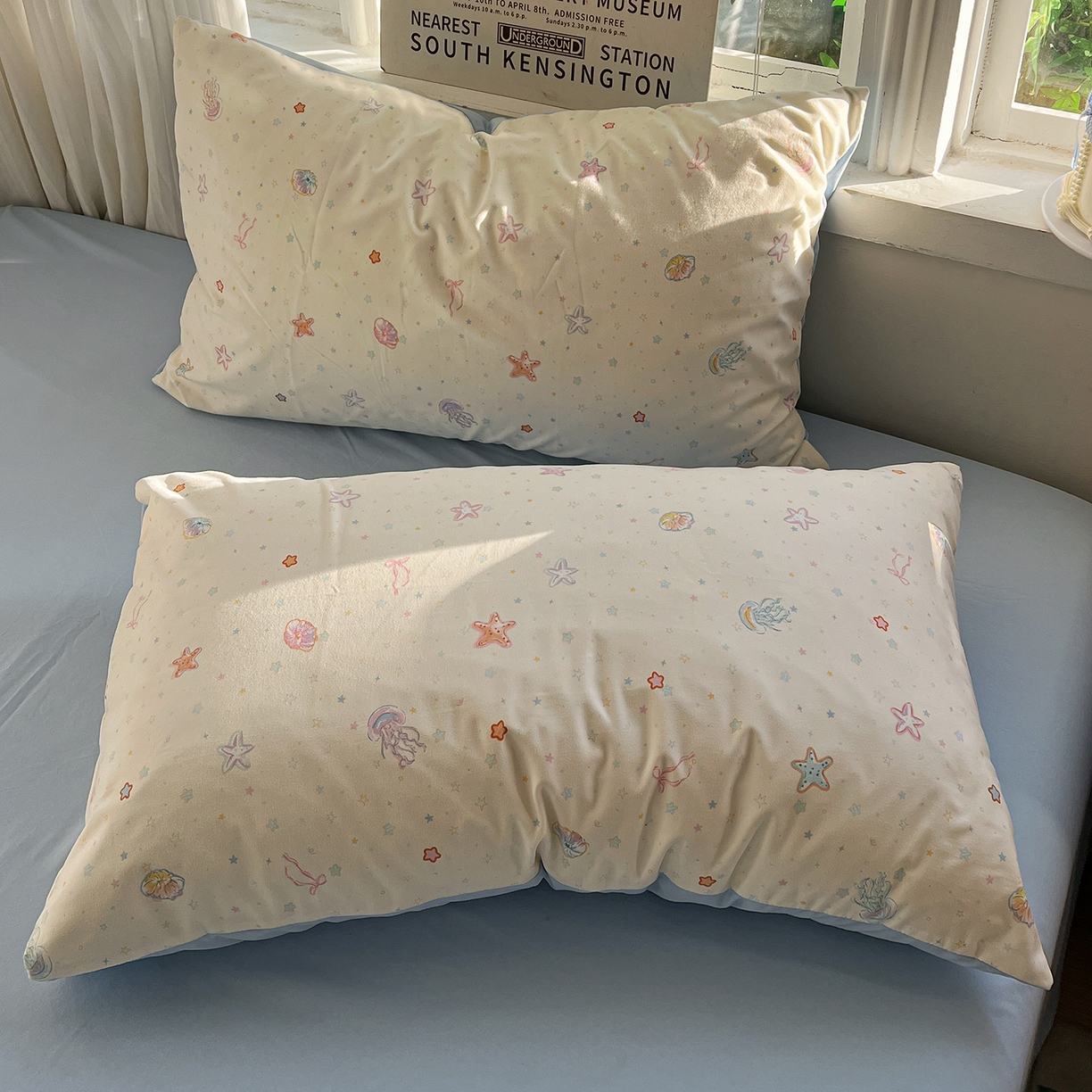 91家纺网 家纺一手货源 找家纺 水墨江南 2026新款加厚仿棉古法水洗棉小布袋款印花四件套 海底乐园