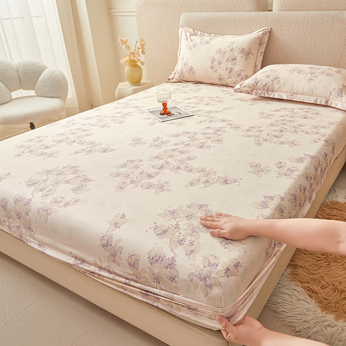 名优家纺 2026新款纯色高密全棉纯棉床笠单床笠床笠单件 春日序-紫