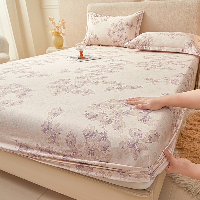 91家纺网 家纺一手货源 找家纺 名优家纺 2026新款纯色高密全棉纯棉床笠单床笠床笠单件 春日序-紫