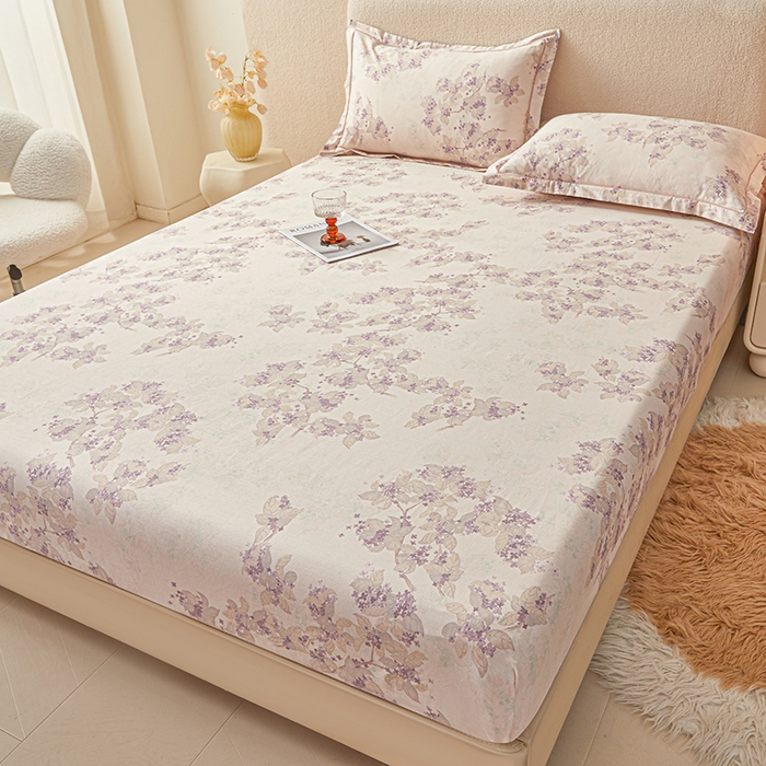 91家纺网 家纺一手货源 找家纺 名优家纺 2026新款纯色高密全棉纯棉床笠单床笠床笠单件 春日序-紫