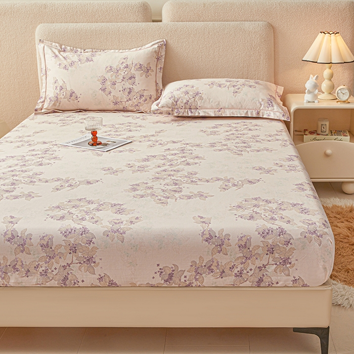 91家纺网 家纺一手货源 找家纺 名优家纺 2026新款纯色高密全棉纯棉床笠单床笠床笠单件 春日序-紫