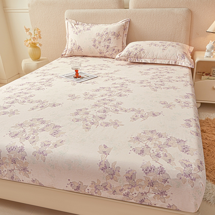 91家纺网 家纺一手货源 找家纺 名优家纺 2026新款纯色高密全棉纯棉床笠单床笠床笠单件 春日序-紫