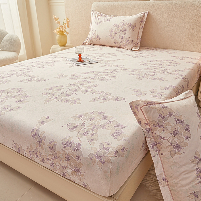 91家纺网 家纺一手货源 找家纺 名优家纺 2026新款纯色高密全棉纯棉床笠单床笠床笠单件 春日序-紫