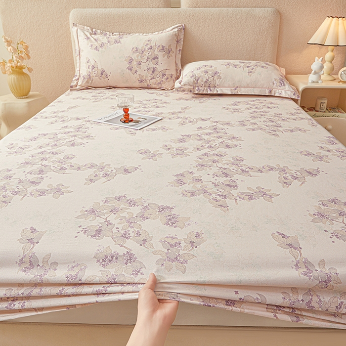 91家纺网 家纺一手货源 找家纺 名优家纺 2026新款纯色高密全棉纯棉床笠单床笠床笠单件 春日序-紫