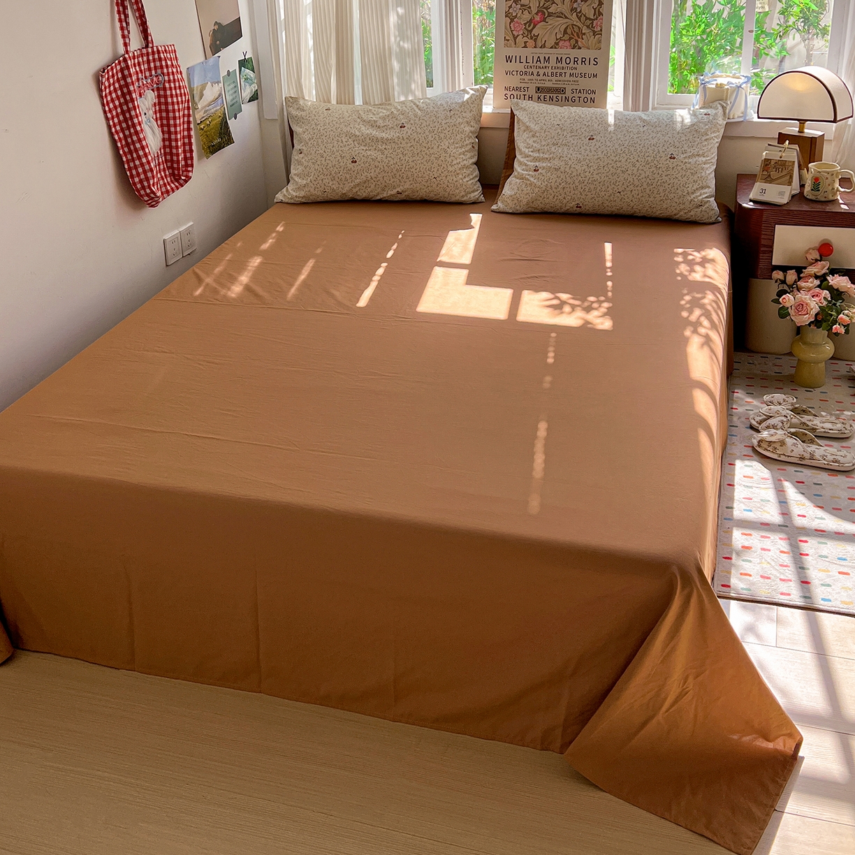 91家纺网 家纺一手货源 找家纺 水墨江南 2026新款加厚仿棉古法水洗棉小布袋款印花四件套 花园果果