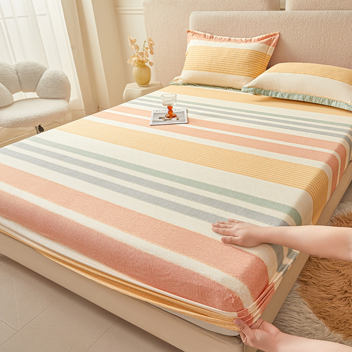 名优家纺 2026新款纯色高密全棉纯棉床笠单床笠床笠单件 暖冬-桔