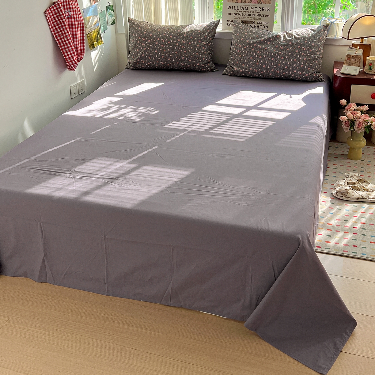 91家纺网 家纺一手货源 找家纺 水墨江南 2026新款加厚仿棉古法水洗棉小布袋款印花四件套 花园记