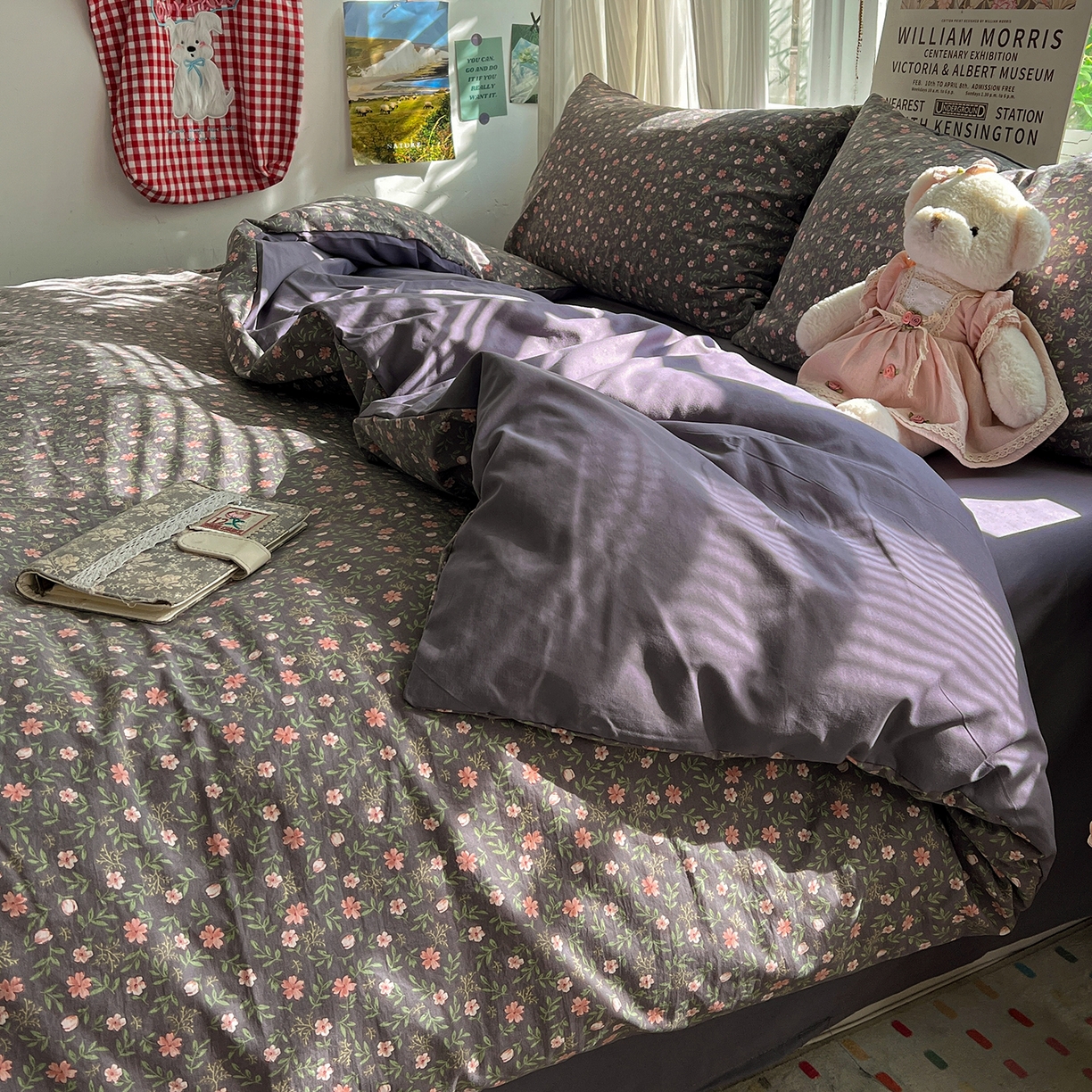 91家纺网 家纺一手货源 找家纺 水墨江南 2026新款加厚仿棉古法水洗棉小布袋款印花四件套 花园记