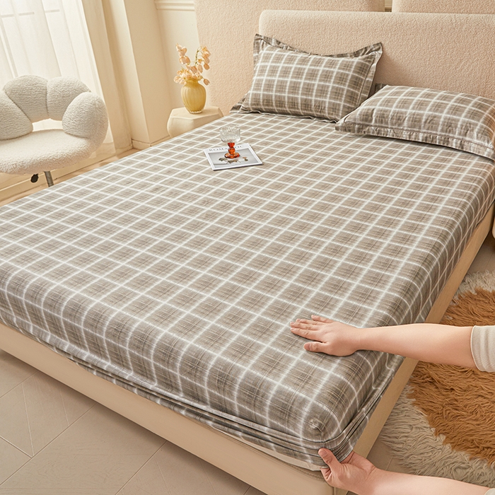 名优家纺 2026新款纯色高密全棉纯棉床笠单床笠床笠单件 软麻-咖