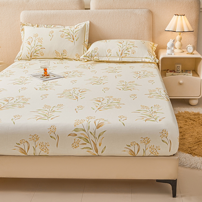 91家纺网 家纺一手货源 找家纺 名优家纺 2026新款纯色高密全棉纯棉床笠单床笠床笠单件 森野花簇-绿