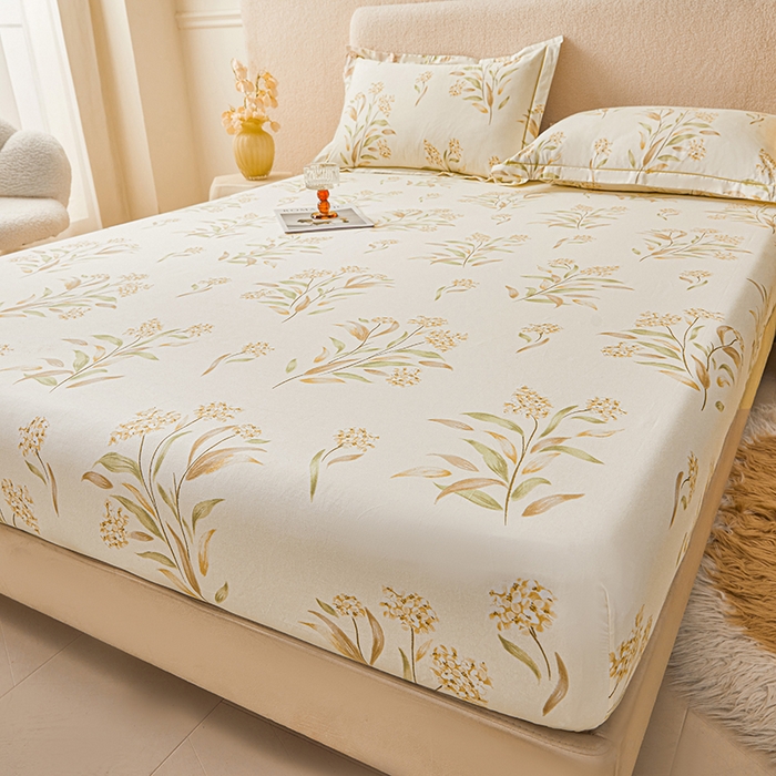 91家纺网 家纺一手货源 找家纺 名优家纺 2026新款纯色高密全棉纯棉床笠单床笠床笠单件 森野花簇-绿