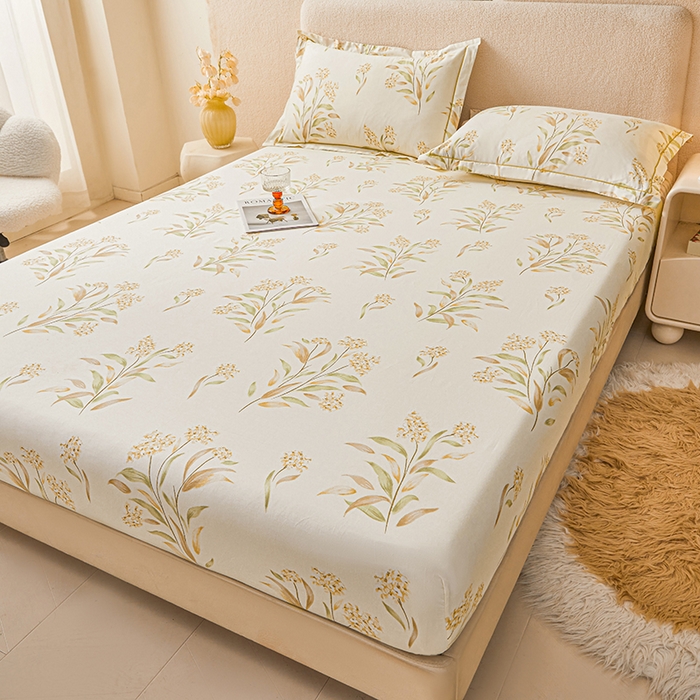 91家纺网 家纺一手货源 找家纺 名优家纺 2026新款纯色高密全棉纯棉床笠单床笠床笠单件 森野花簇-绿