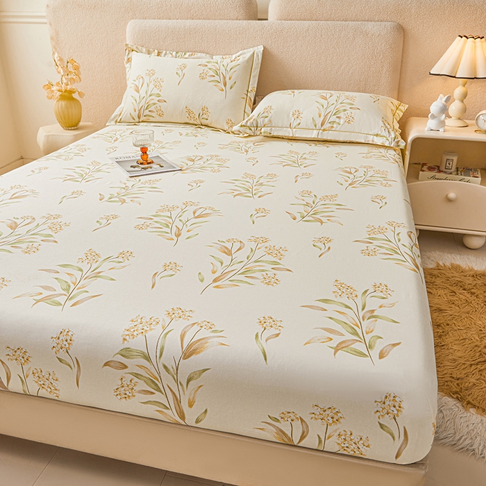 91家纺网 家纺一手货源 找家纺 名优家纺 2026新款纯色高密全棉纯棉床笠单床笠床笠单件 森野花簇-绿