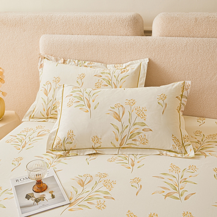 91家纺网 家纺一手货源 找家纺 名优家纺 2026新款纯色高密全棉纯棉床笠单床笠床笠单件 森野花簇-绿