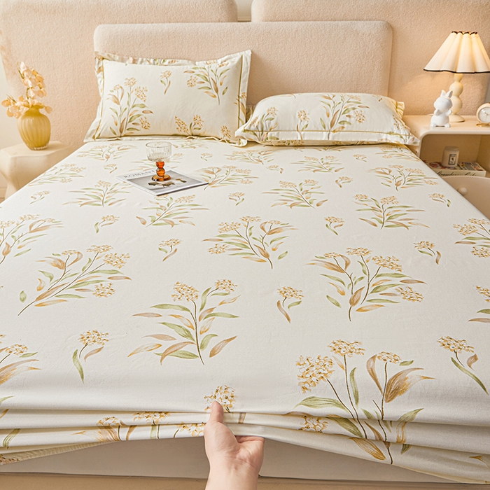 91家纺网 家纺一手货源 找家纺 名优家纺 2026新款纯色高密全棉纯棉床笠单床笠床笠单件 森野花簇-绿