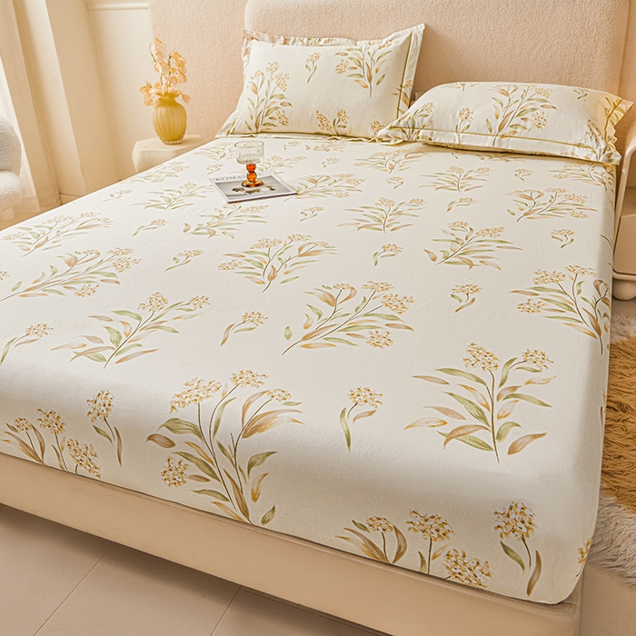 91家纺网 家纺一手货源 找家纺 名优家纺 2026新款纯色高密全棉纯棉床笠单床笠床笠单件 森野花簇-绿