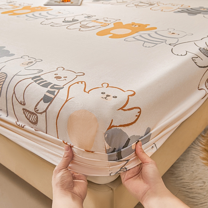 91家纺网 家纺一手货源 找家纺 名优家纺 2026新款纯色高密全棉纯棉床笠单床笠床笠单件 熊派对-米