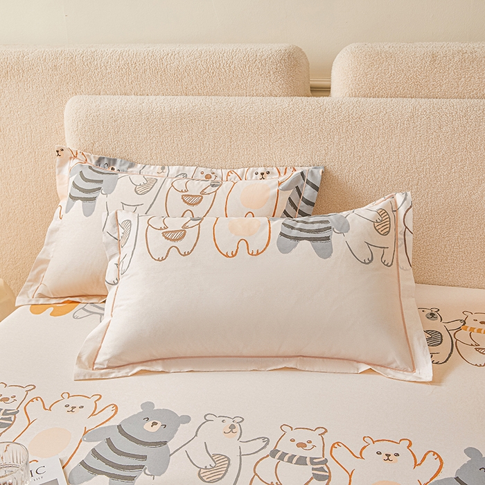 91家纺网 家纺一手货源 找家纺 名优家纺 2026新款纯色高密全棉纯棉床笠单床笠床笠单件 熊派对-米