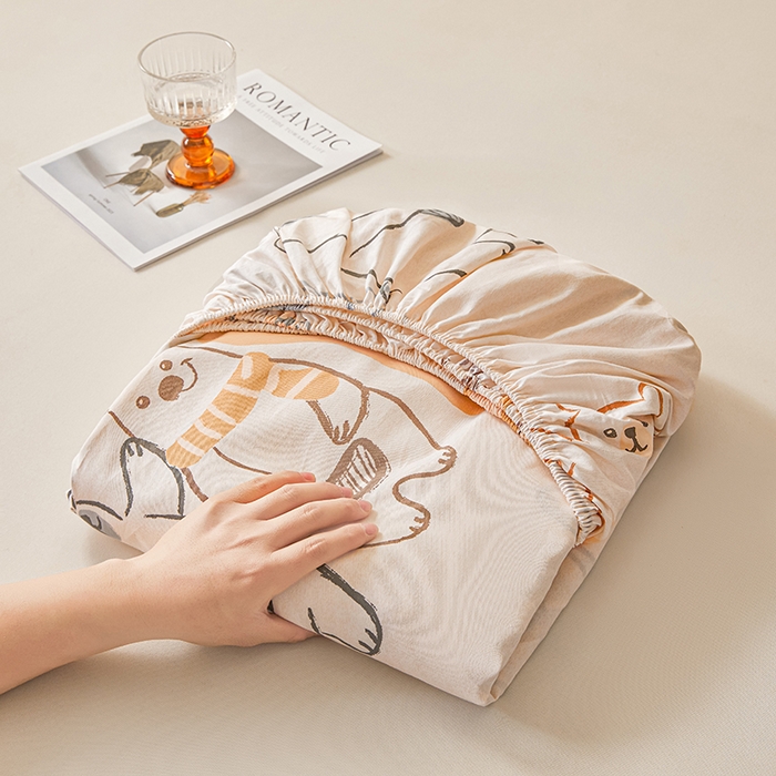 91家纺网 家纺一手货源 找家纺 名优家纺 2026新款纯色高密全棉纯棉床笠单床笠床笠单件 熊派对-米