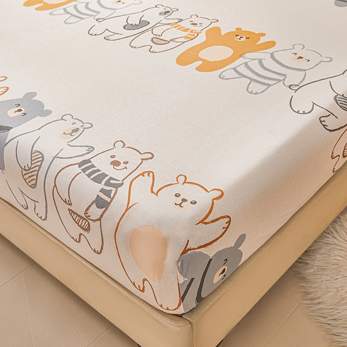 91家纺网 家纺一手货源 找家纺 名优家纺 2026新款纯色高密全棉纯棉床笠单床笠床笠单件 熊派对-米