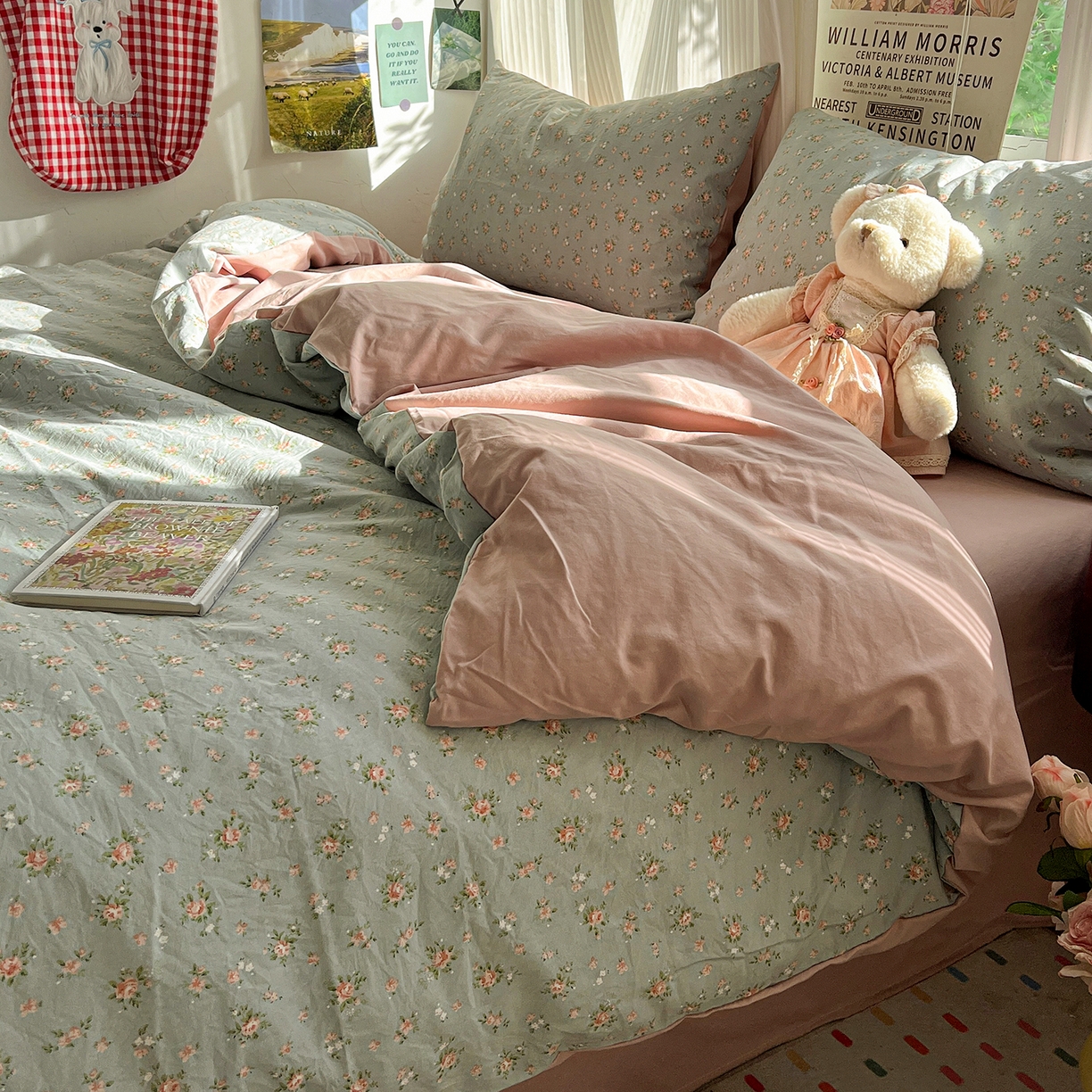 91家纺网 家纺一手货源 找家纺 水墨江南 2026新款加厚仿棉古法水洗棉小布袋款印花四件套 秘密花园