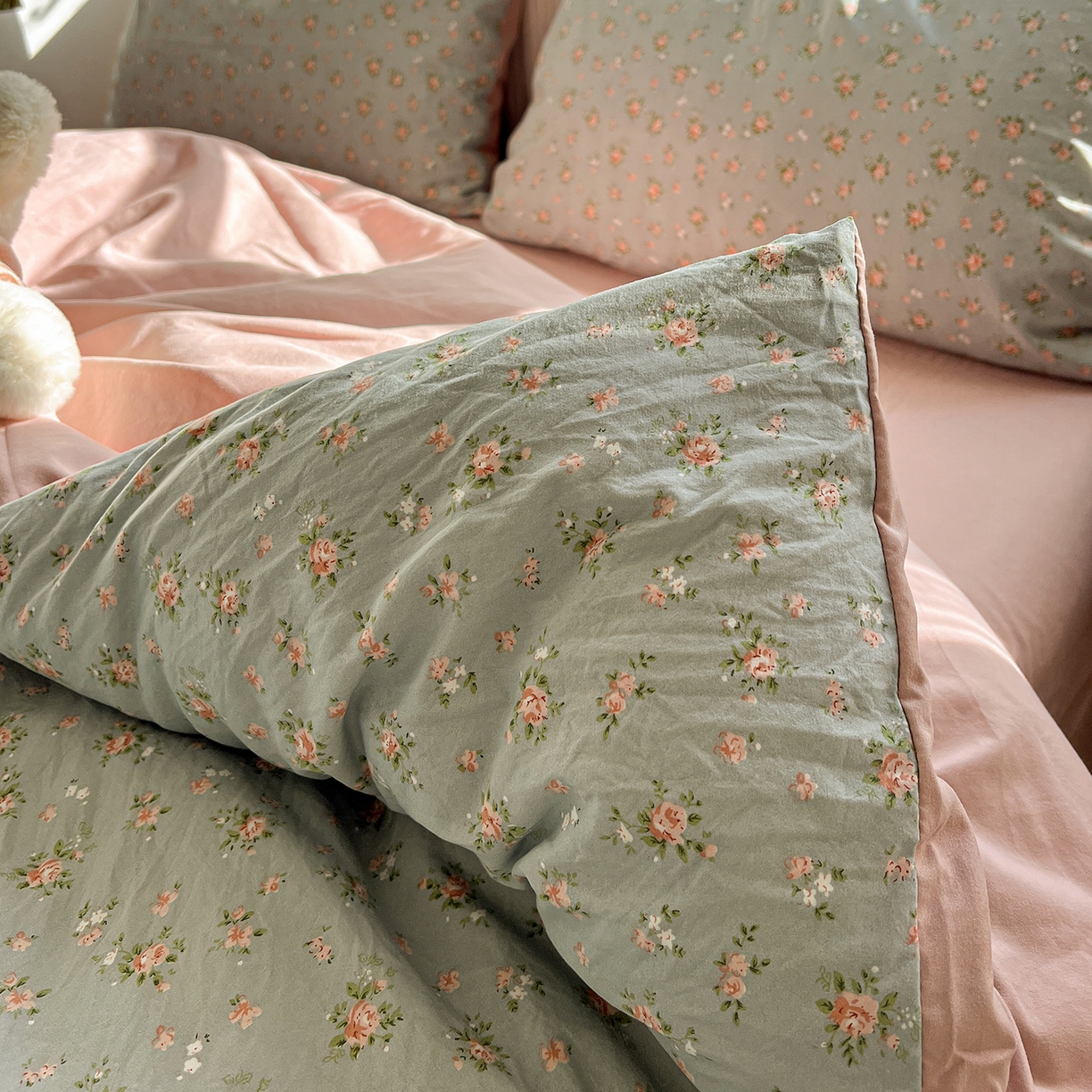 91家纺网 家纺一手货源 找家纺 水墨江南 2026新款加厚仿棉古法水洗棉小布袋款印花四件套 秘密花园