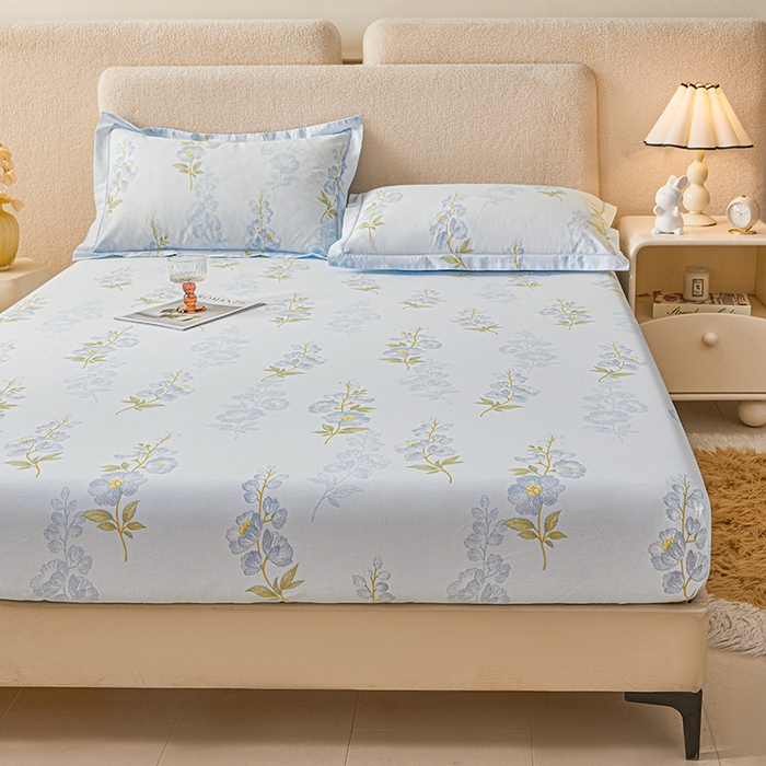 91家纺网 家纺一手货源 找家纺 名优家纺 2026新款纯色高密全棉纯棉床笠单床笠床笠单件 绣花仙-蓝