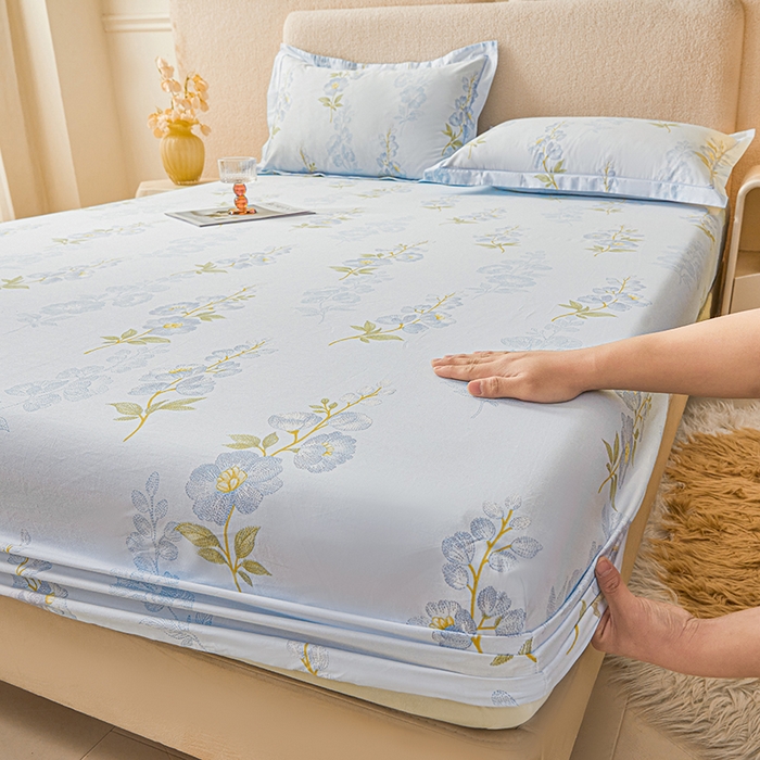 91家纺网 家纺一手货源 找家纺 名优家纺 2026新款纯色高密全棉纯棉床笠单床笠床笠单件 绣花仙-蓝