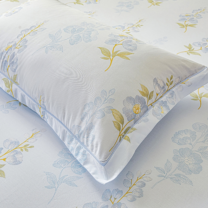 91家纺网 家纺一手货源 找家纺 名优家纺 2026新款纯色高密全棉纯棉床笠单床笠床笠单件 绣花仙-蓝