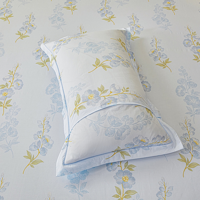 91家纺网 家纺一手货源 找家纺 名优家纺 2026新款纯色高密全棉纯棉床笠单床笠床笠单件 绣花仙-蓝