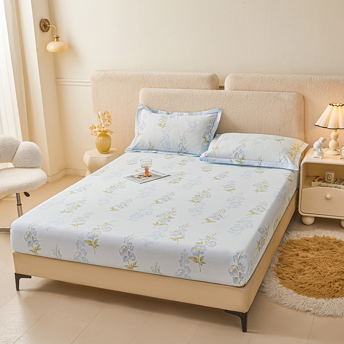 91家纺网 家纺一手货源 找家纺 名优家纺 2026新款纯色高密全棉纯棉床笠单床笠床笠单件 绣花仙-蓝