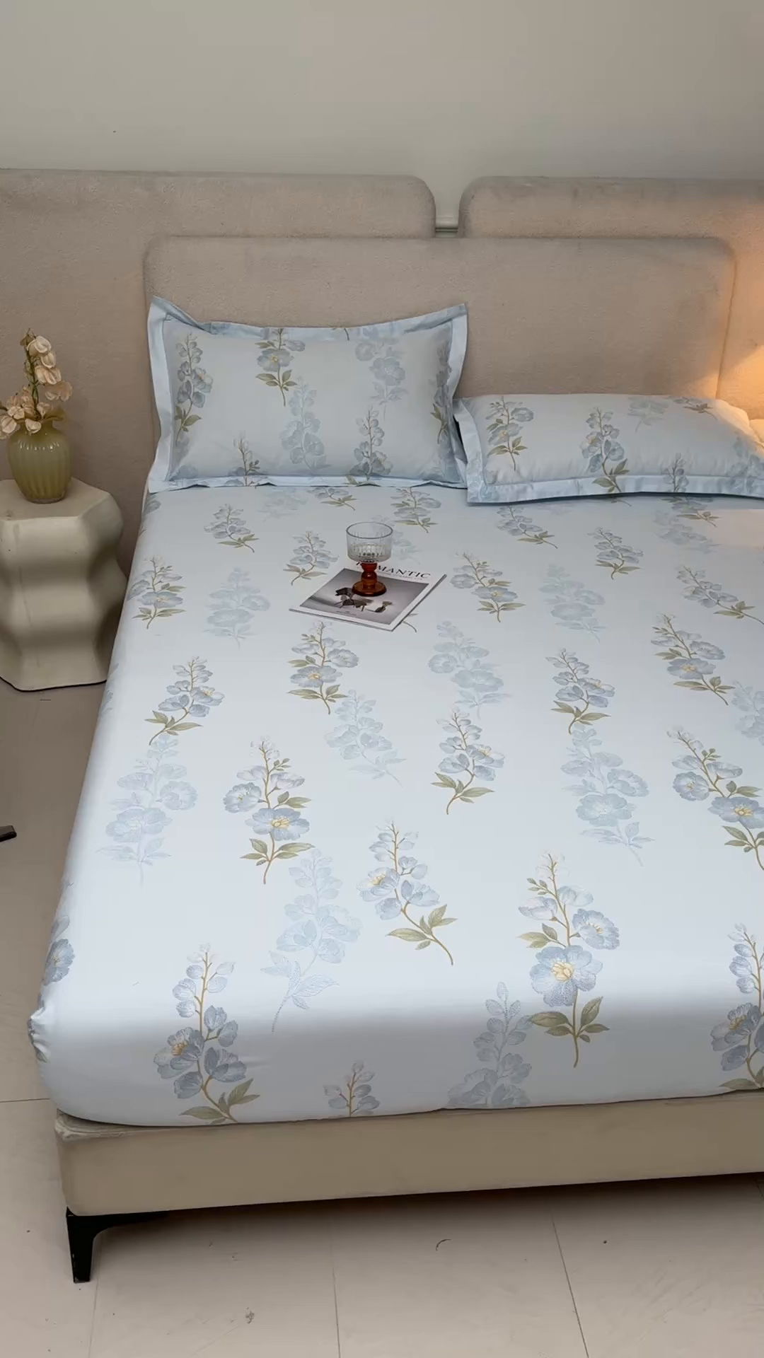 91家纺网 家纺一手货源 找家纺 名优家纺 2026新款纯色高密全棉纯棉床笠单床笠床笠单件 绣花仙-蓝