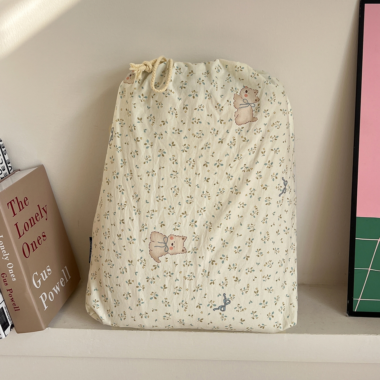 91家纺网 家纺一手货源 找家纺 水墨江南 2026新款加厚仿棉古法水洗棉小布袋款印花四件套 奶萌狗