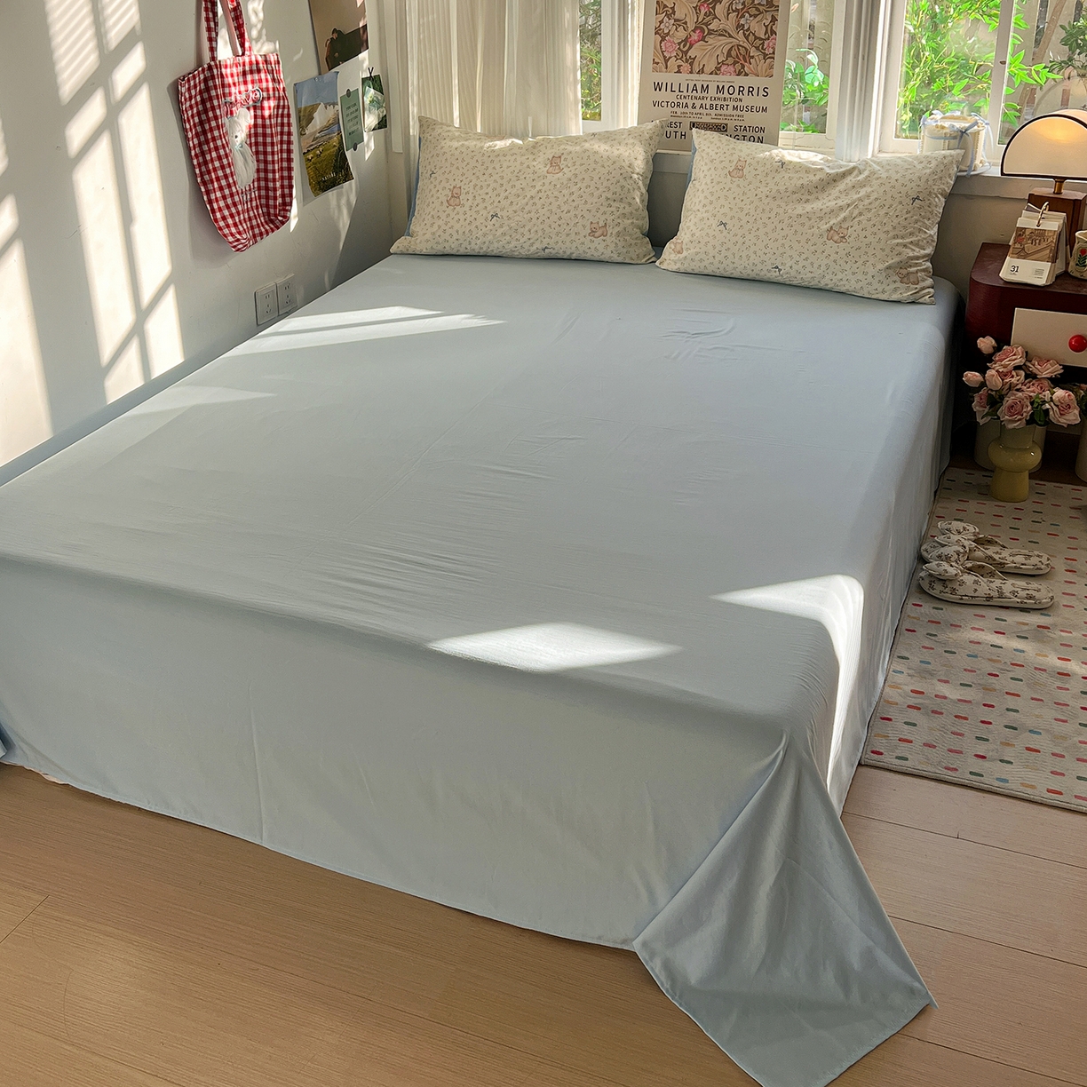 91家纺网 家纺一手货源 找家纺 水墨江南 2026新款加厚仿棉古法水洗棉小布袋款印花四件套 奶萌狗