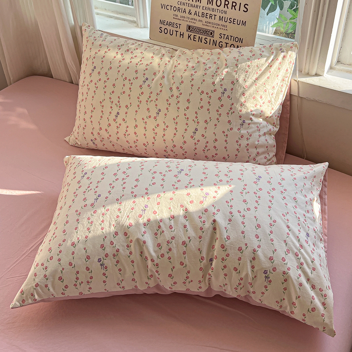 91家纺网 家纺一手货源 找家纺 水墨江南 2026新款加厚仿棉古法水洗棉小布袋款印花四件套 拾花季