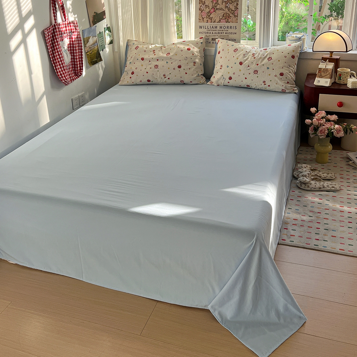 91家纺网 家纺一手货源 找家纺 水墨江南 2026新款加厚仿棉古法水洗棉小布袋款印花四件套 甜蜜纪念日