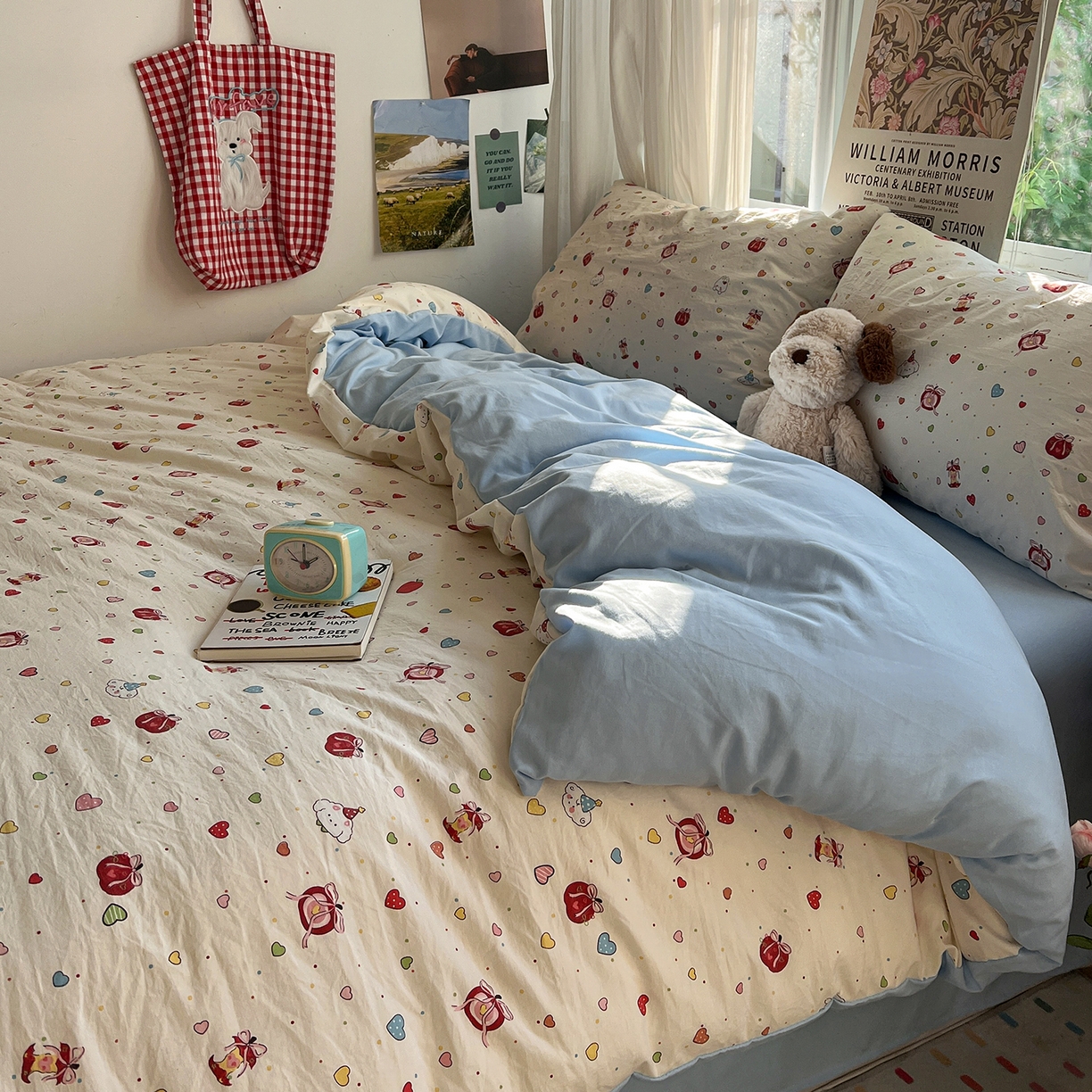 91家纺网 家纺一手货源 找家纺 水墨江南 2026新款加厚仿棉古法水洗棉小布袋款印花四件套 甜蜜纪念日