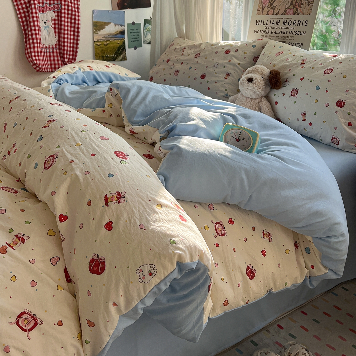 91家纺网 家纺一手货源 找家纺 水墨江南 2026新款加厚仿棉古法水洗棉小布袋款印花四件套 甜蜜纪念日