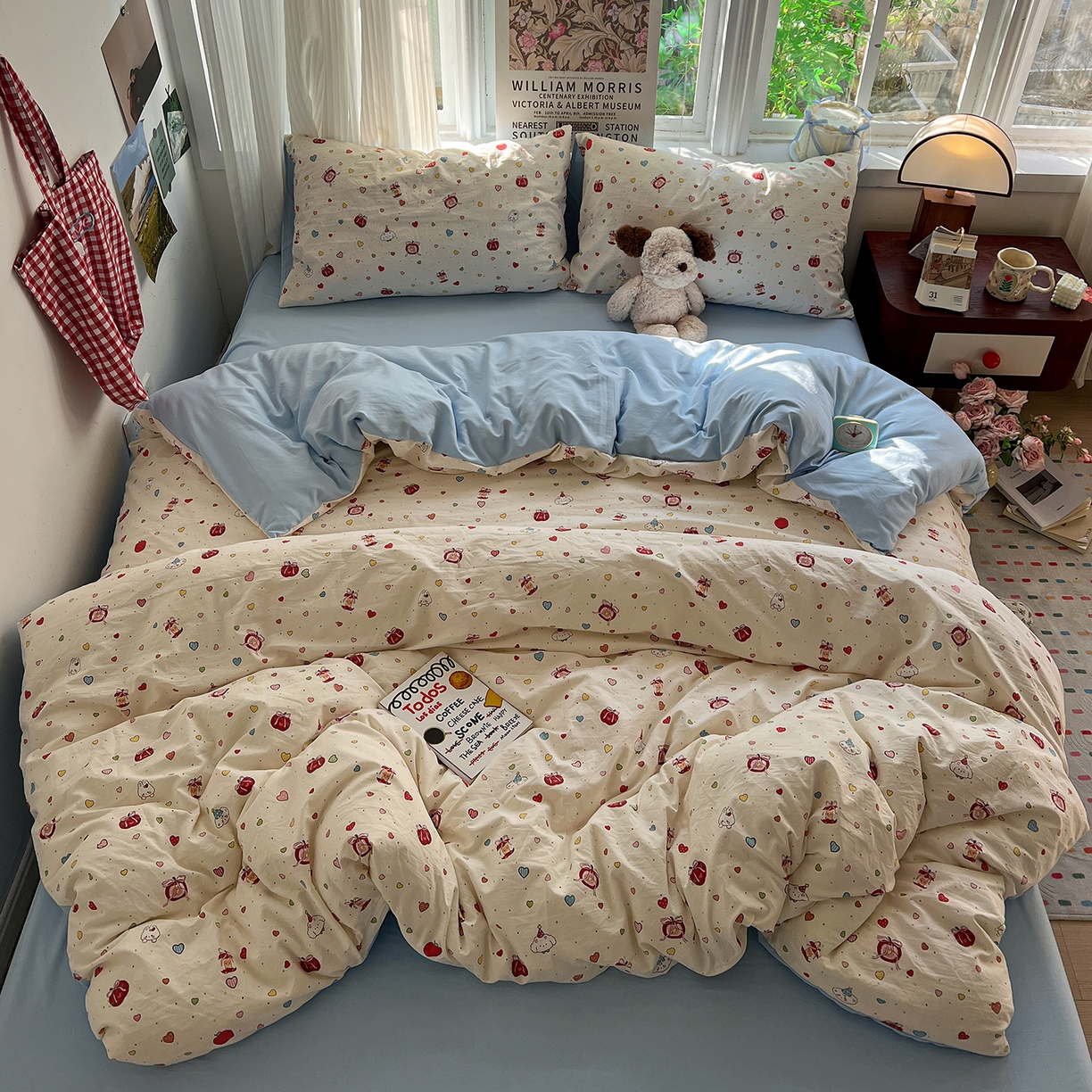 91家纺网 家纺一手货源 找家纺 水墨江南 2026新款加厚仿棉古法水洗棉小布袋款印花四件套 甜蜜纪念日