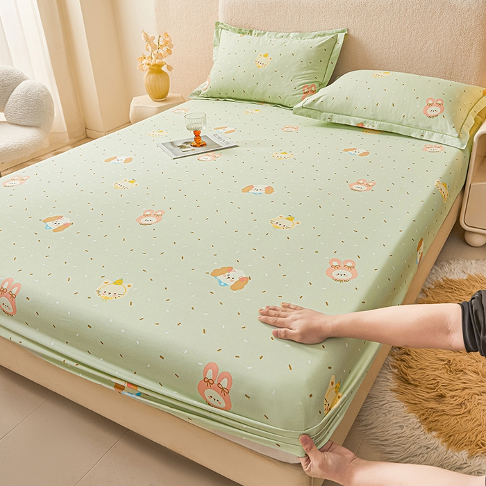 名优家纺 2026新款纯色高密全棉纯棉床笠单床笠床笠单件 予甜-绿