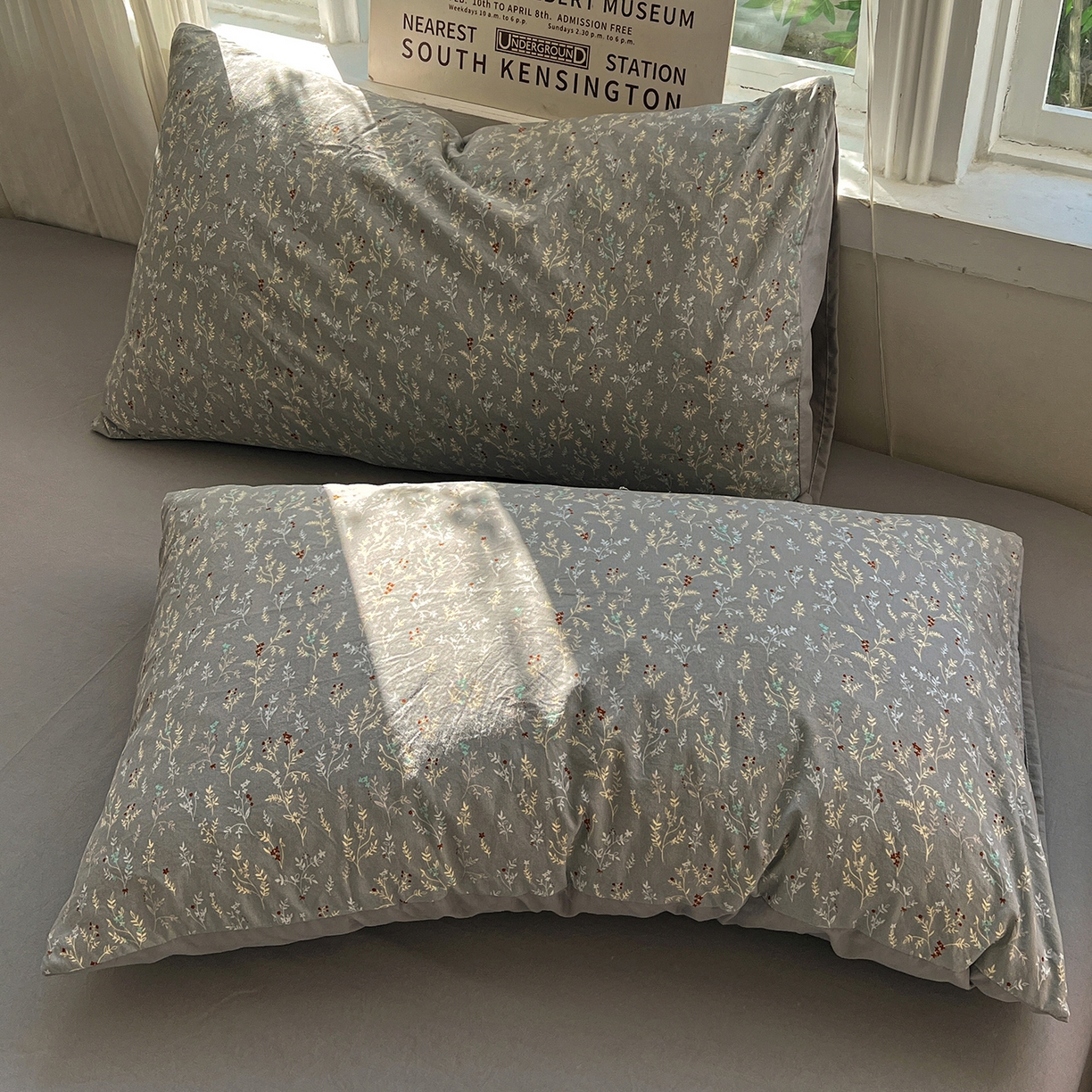 91家纺网 家纺一手货源 找家纺 水墨江南 2026新款加厚仿棉古法水洗棉小布袋款印花四件套 晚香玉