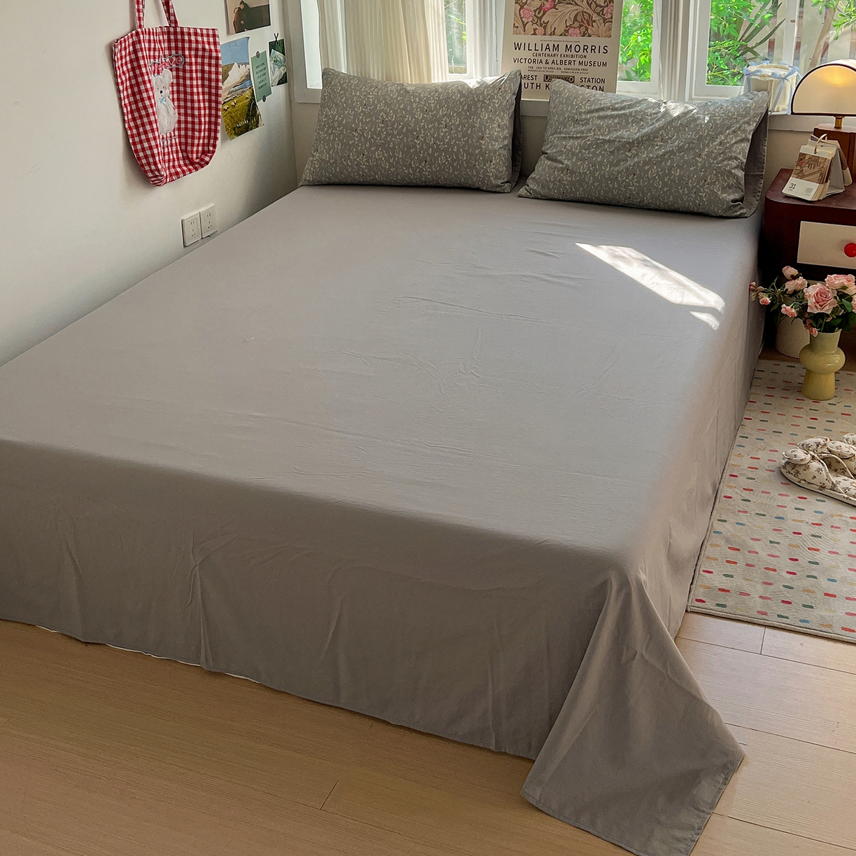 91家纺网 家纺一手货源 找家纺 水墨江南 2026新款加厚仿棉古法水洗棉小布袋款印花四件套 晚香玉