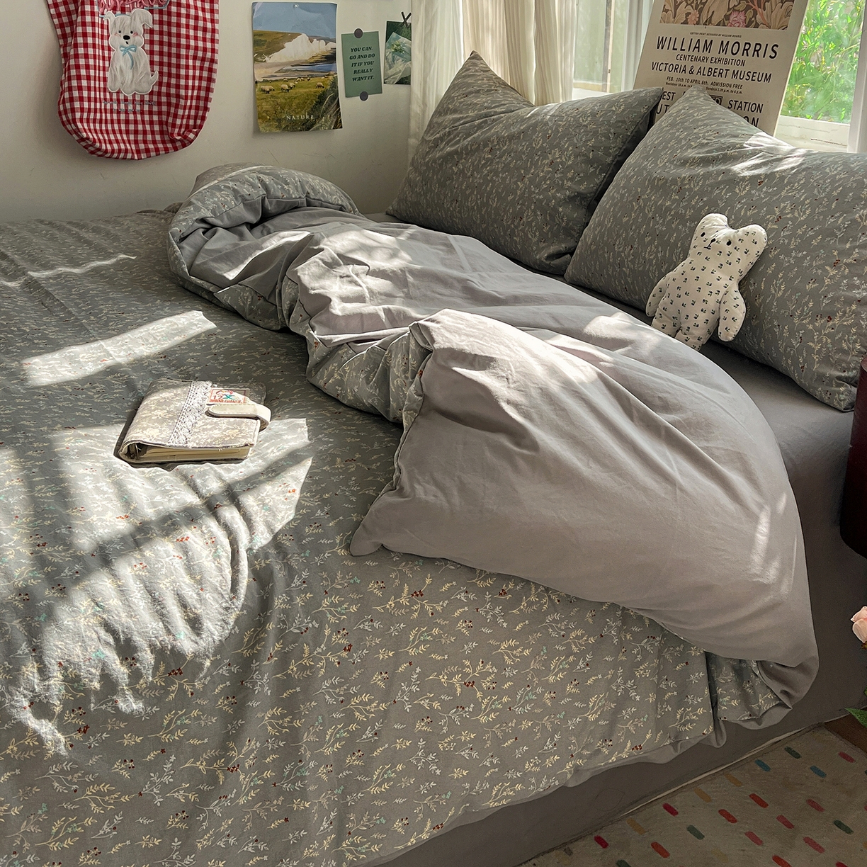 91家纺网 家纺一手货源 找家纺 水墨江南 2026新款加厚仿棉古法水洗棉小布袋款印花四件套 晚香玉