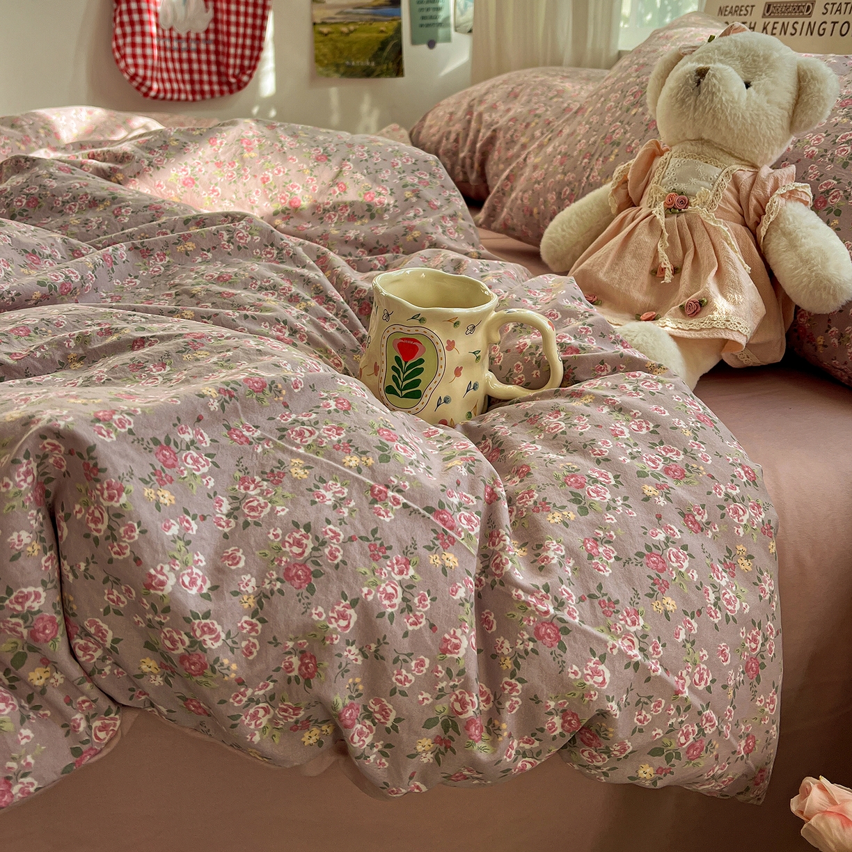 水墨江南 2026新款加厚仿棉古法水洗棉小布袋款印花四件套 香妃