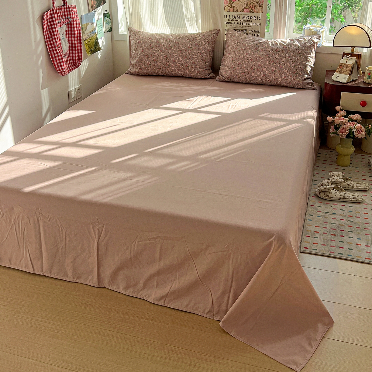 91家纺网 家纺一手货源 找家纺 水墨江南 2026新款加厚仿棉古法水洗棉小布袋款印花四件套 香妃