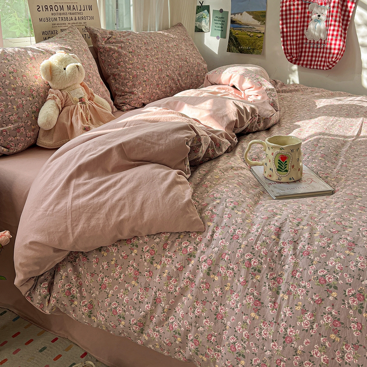 91家纺网 家纺一手货源 找家纺 水墨江南 2026新款加厚仿棉古法水洗棉小布袋款印花四件套 香妃