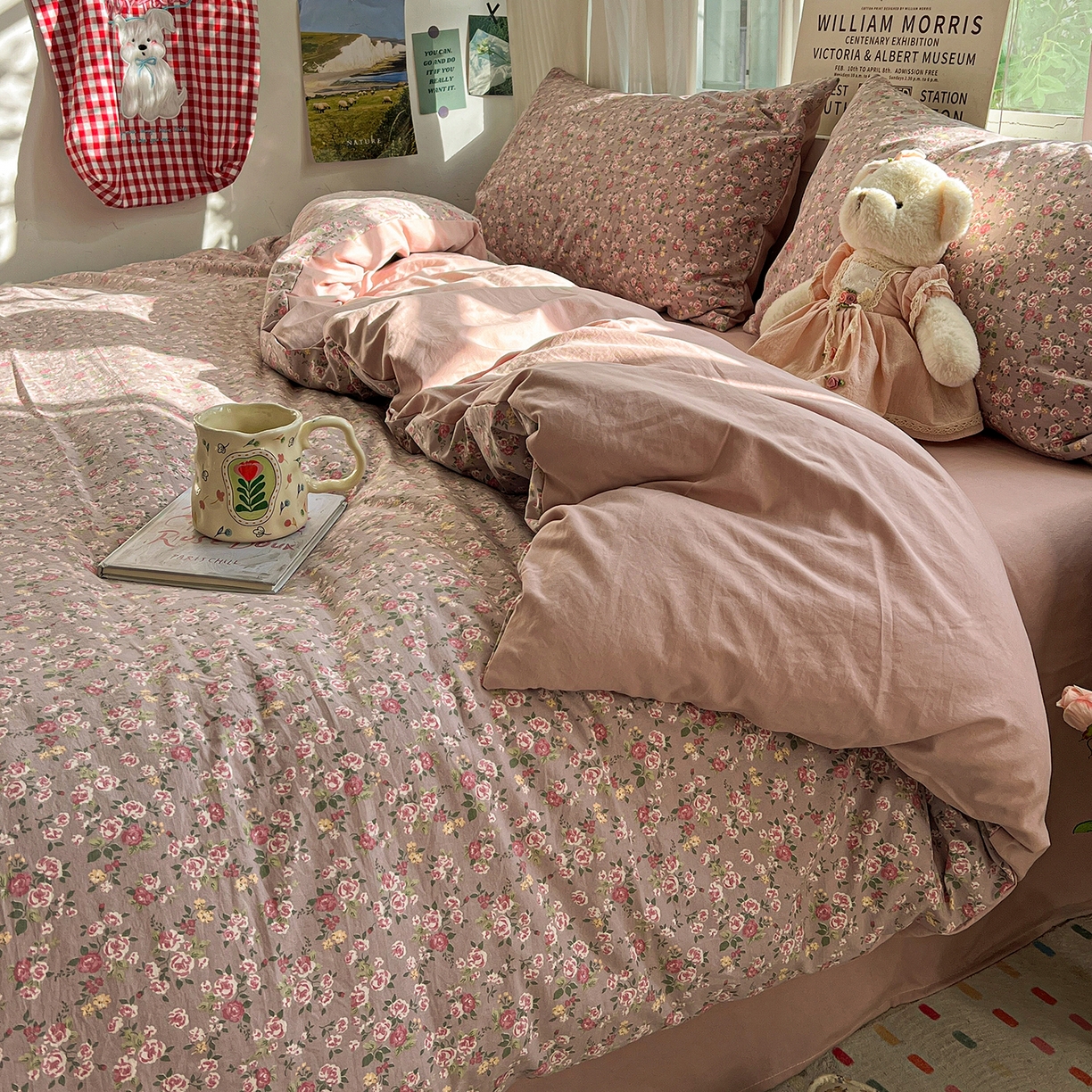 91家纺网 家纺一手货源 找家纺 水墨江南 2026新款加厚仿棉古法水洗棉小布袋款印花四件套 香妃