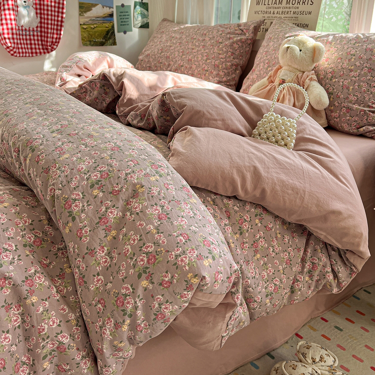 91家纺网 家纺一手货源 找家纺 水墨江南 2026新款加厚仿棉古法水洗棉小布袋款印花四件套 香妃