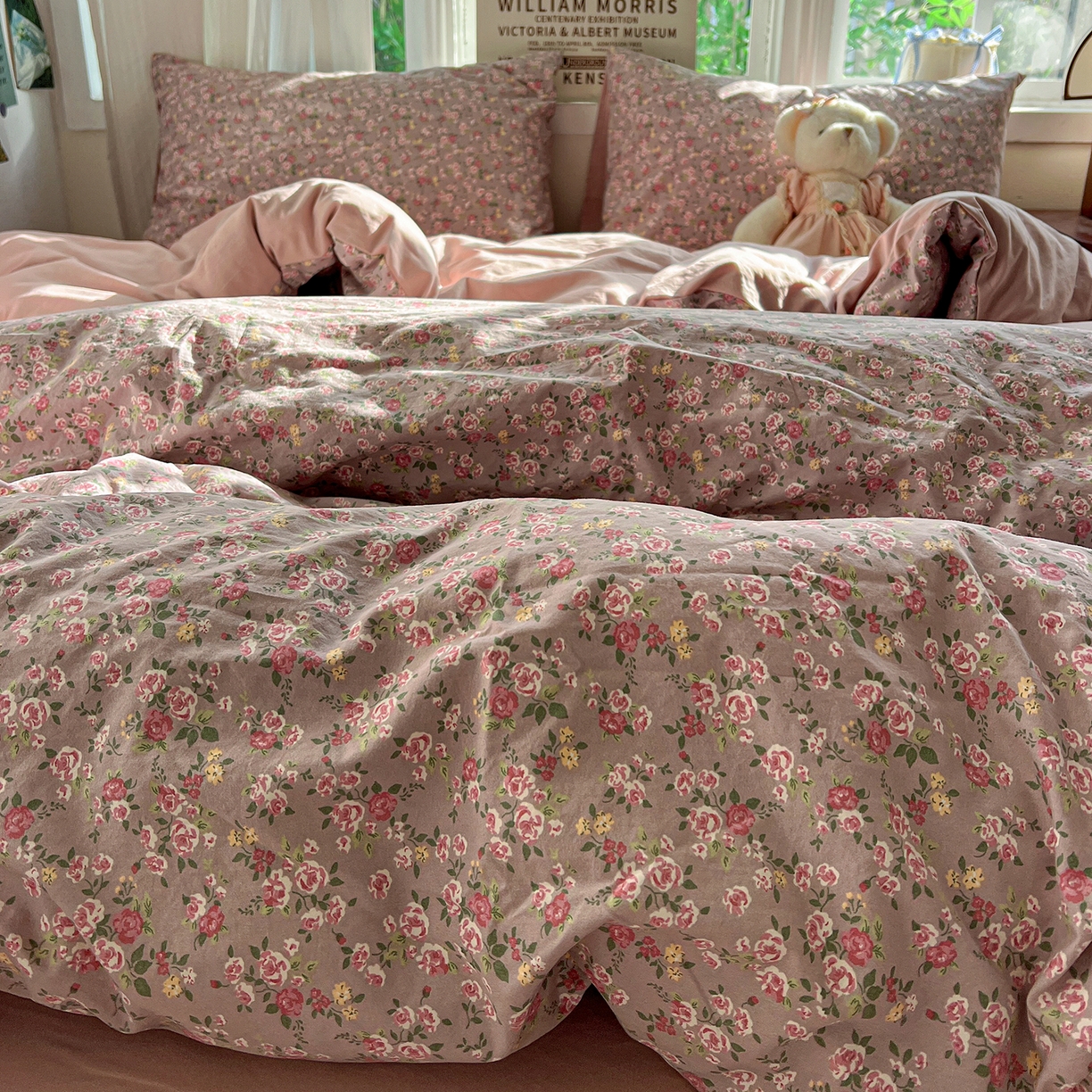 91家纺网 家纺一手货源 找家纺 水墨江南 2026新款加厚仿棉古法水洗棉小布袋款印花四件套 香妃